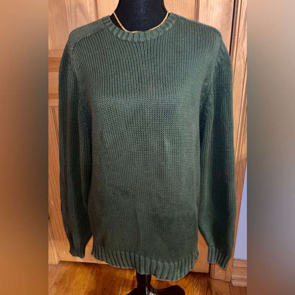 Britches Heavy Cotton Knit Sweater Mens L Green Gorpcore Dark Academia VTG HK